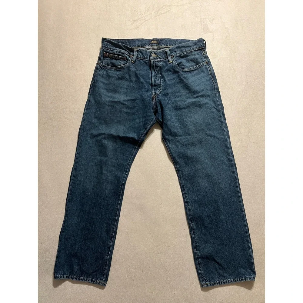 Polo Ralph Lauren Classic Fit Mens Blue Denim Button Fly Jeans 33x30
